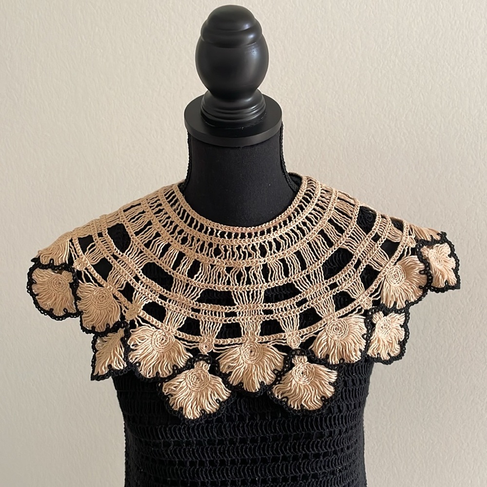 ZARA crochet dress Peter Pan collar rare size XS-S - Picture 4 of 10